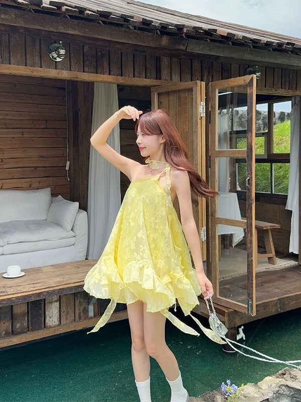 夏日多巴胺 荷叶露背度假连衣裙 Dopamine Summer Ruffled Backless Vacation Dress