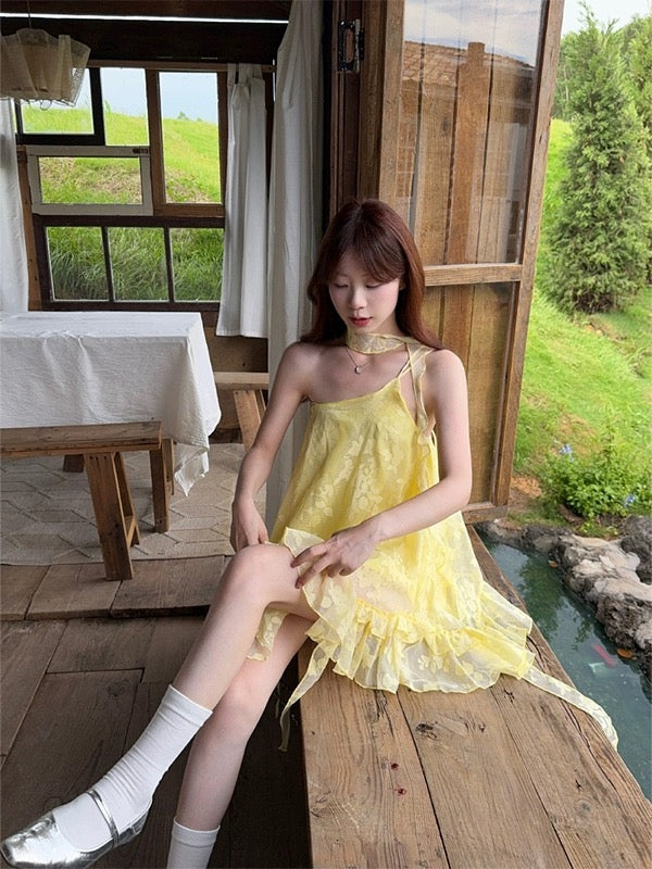 夏日多巴胺 荷叶露背度假连衣裙 Dopamine Summer Ruffled Backless Vacation Dress