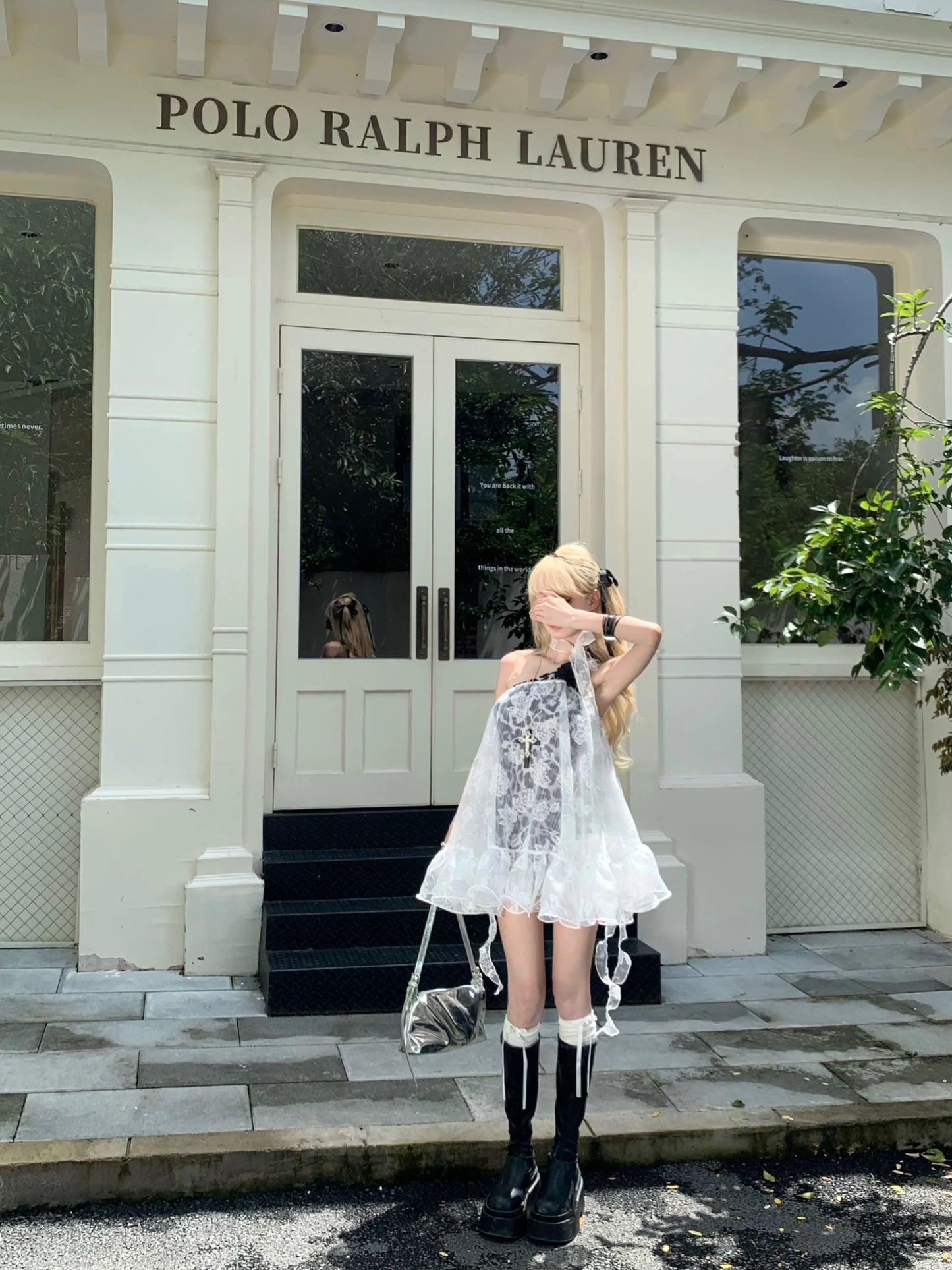 私藏信箱 蕾丝飘带罩衫豹纹连衣裙 Secret Mailbox Lace Ribbon Cover-Up Leopard Print Dress