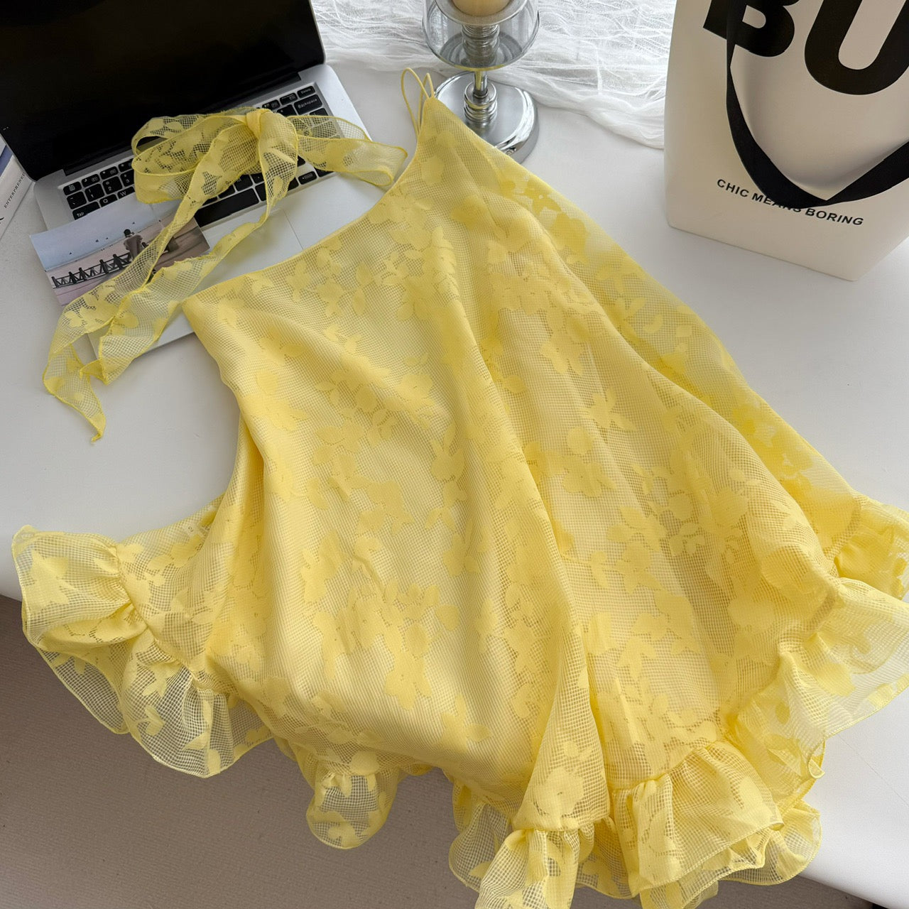 夏日多巴胺 荷叶露背度假连衣裙 Dopamine Summer Ruffled Backless Vacation Dress