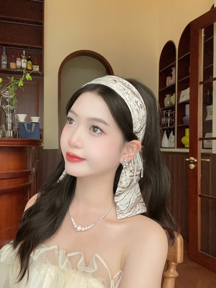 云边小卖部 珍珠流苏飘带头箍 Cloudside Kiosk Pearl Tassel Ribbon Headband