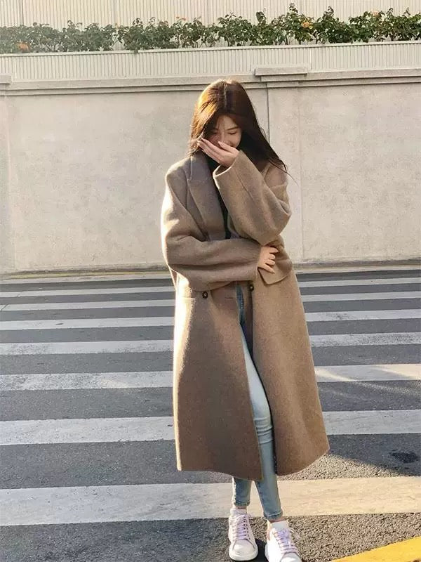 赫本魅力 毛呢秋冬中长款大衣 Hepburn Elegance Wool Blend Mid-Length Coat for Fall/Winter