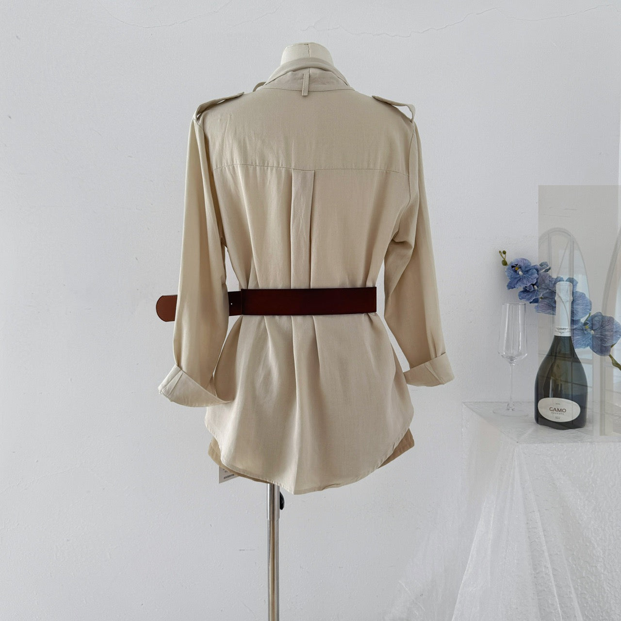 苏黎世早晨 苎麻衬衣高腰短裤套装 Zurich Morning Ramie Shirt and High-Waisted Shorts Set