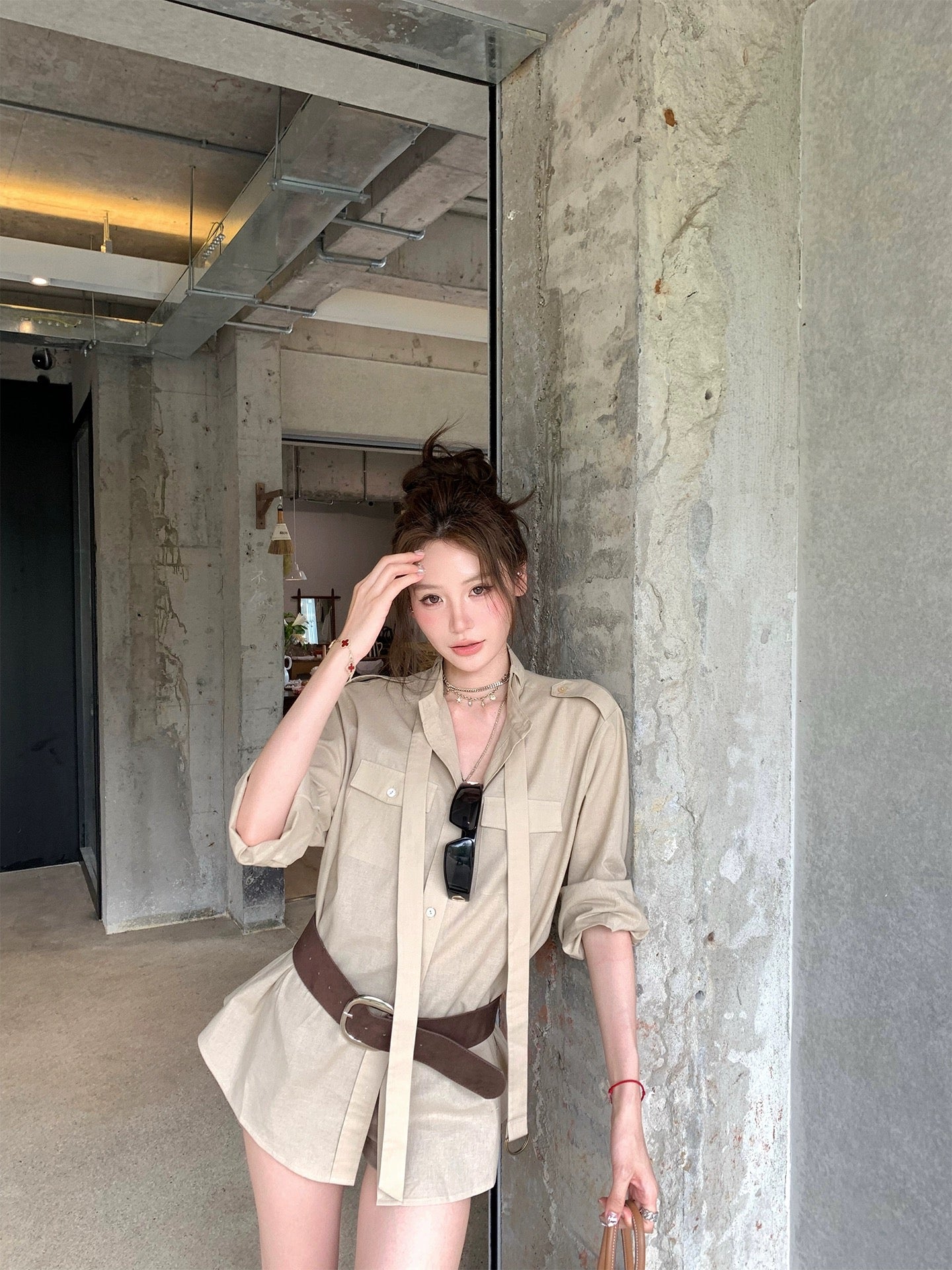 苏黎世早晨 苎麻衬衣高腰短裤套装 Zurich Morning Ramie Shirt and High-Waisted Shorts Set