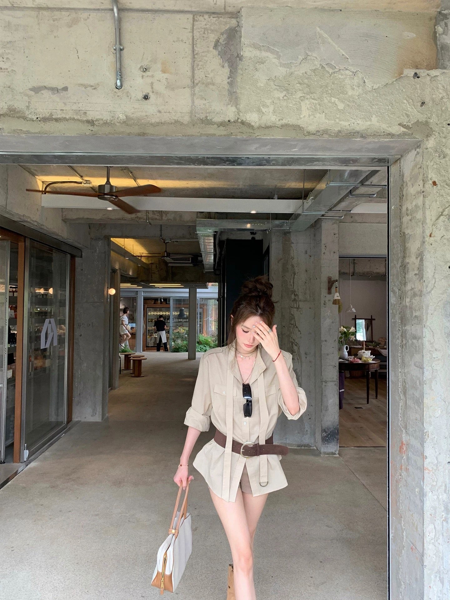 苏黎世早晨 苎麻衬衣高腰短裤套装 Zurich Morning Ramie Shirt and High-Waisted Shorts Set
