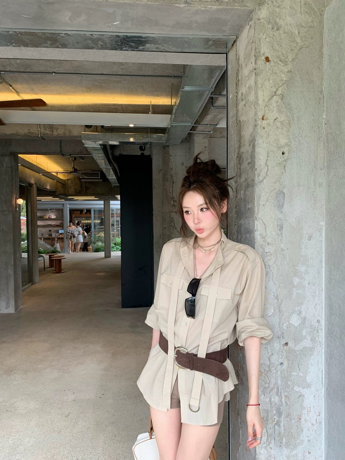 苏黎世早晨 苎麻衬衣高腰短裤套装 Zurich Morning Ramie Shirt and High-Waisted Shorts Set