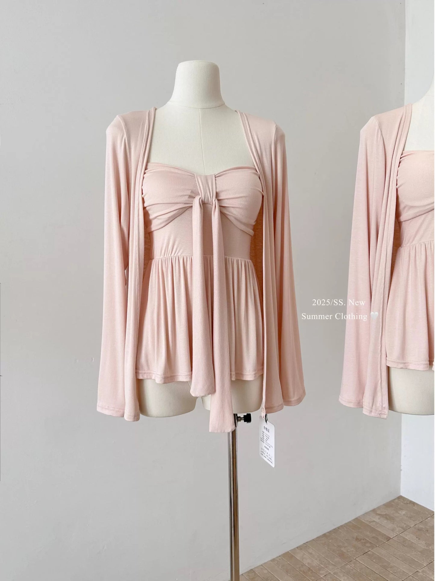 粉色夏天 韩系千金感温柔纯欲套装 Pink Summer Korean-Style Gentle & Innocent Outfit Set