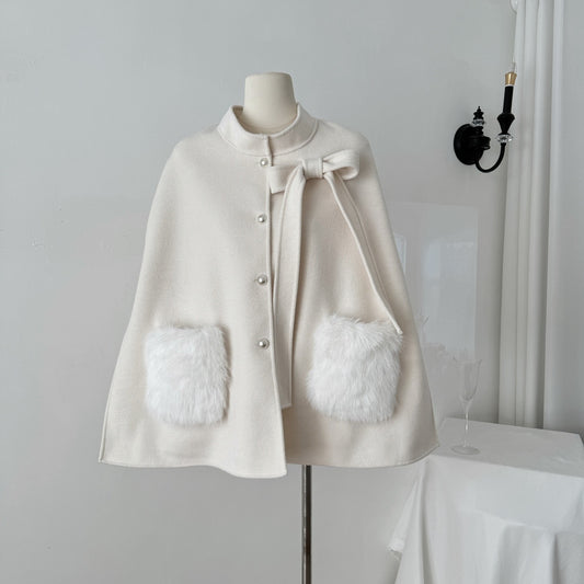 千金斗篷 定制狐狸毛口袋羊毛外套 Heiress Cloak Custom Fox Fur Pocket Wool Coat
