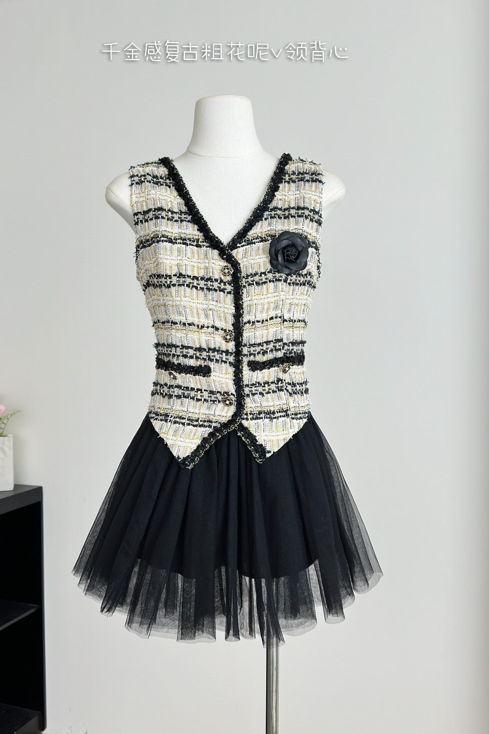 芬芳花园 千金感粗花呢小香半裙套装 Fragrant Garden Elegant Tweed Chanel-Style Skirt Set