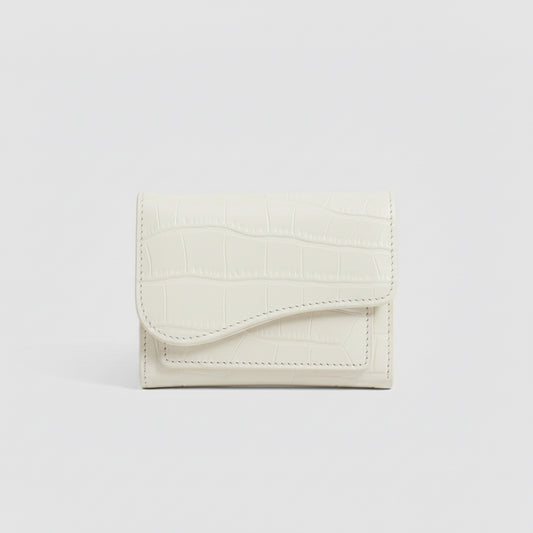 Noire Croc-Embossed Flap Wallet — Khaki