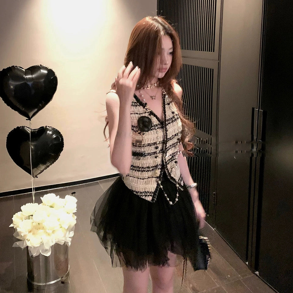 芬芳花园 千金感粗花呢小香半裙套装 Fragrant Garden Elegant Tweed Chanel-Style Skirt Set