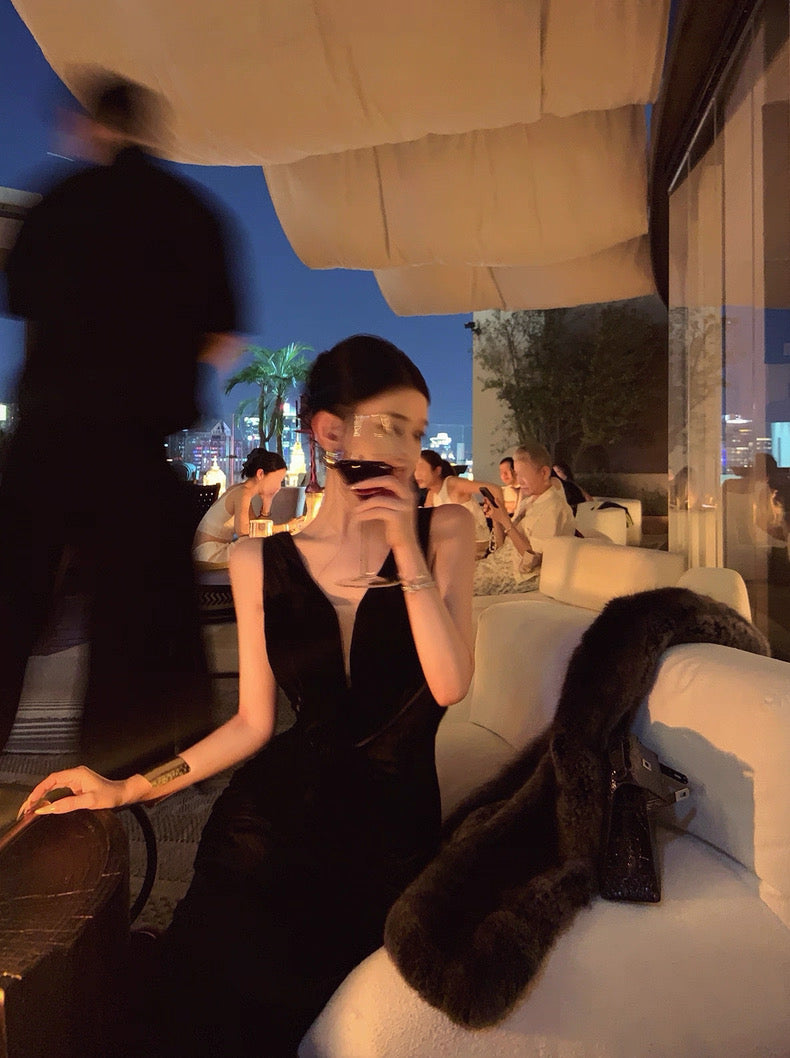 Life Edit · Velvet-Mesh Elegant Statement Dress