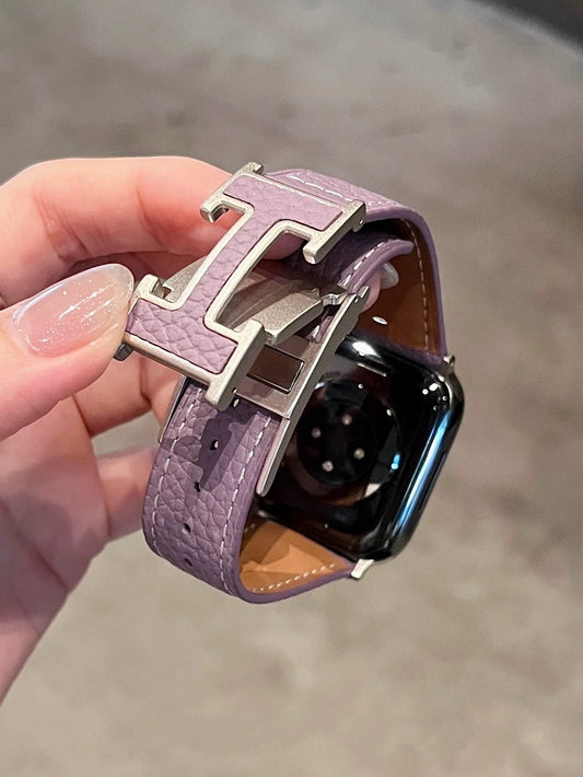 Soft lychee-grain leather magnetic clasp Apple Watch band