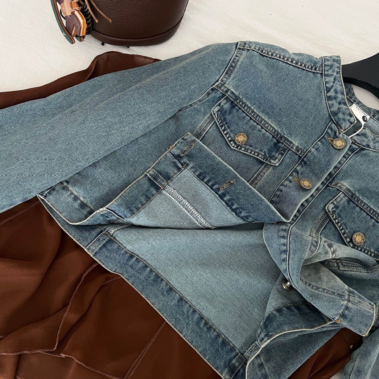 曼城牛仔 短款牛仔外套不规则半裙套装 Manchester Cowboy Short Denim Jacket & Asymmetrical Skirt Set
