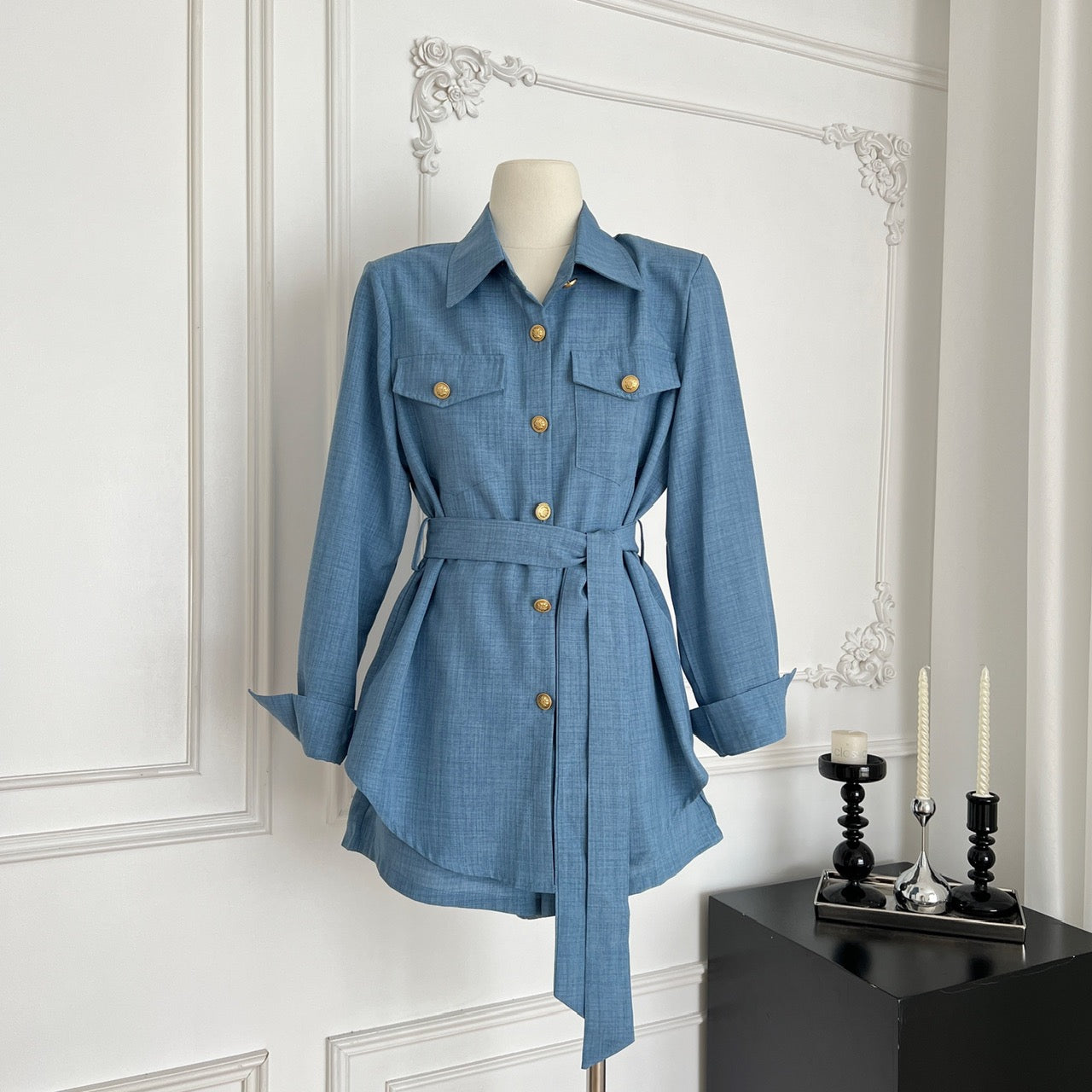 氧气贵女 老钱风设计感长袖衬衫套装 Fresh and Elegant Old Money Style Long-Sleeve Shirt Set