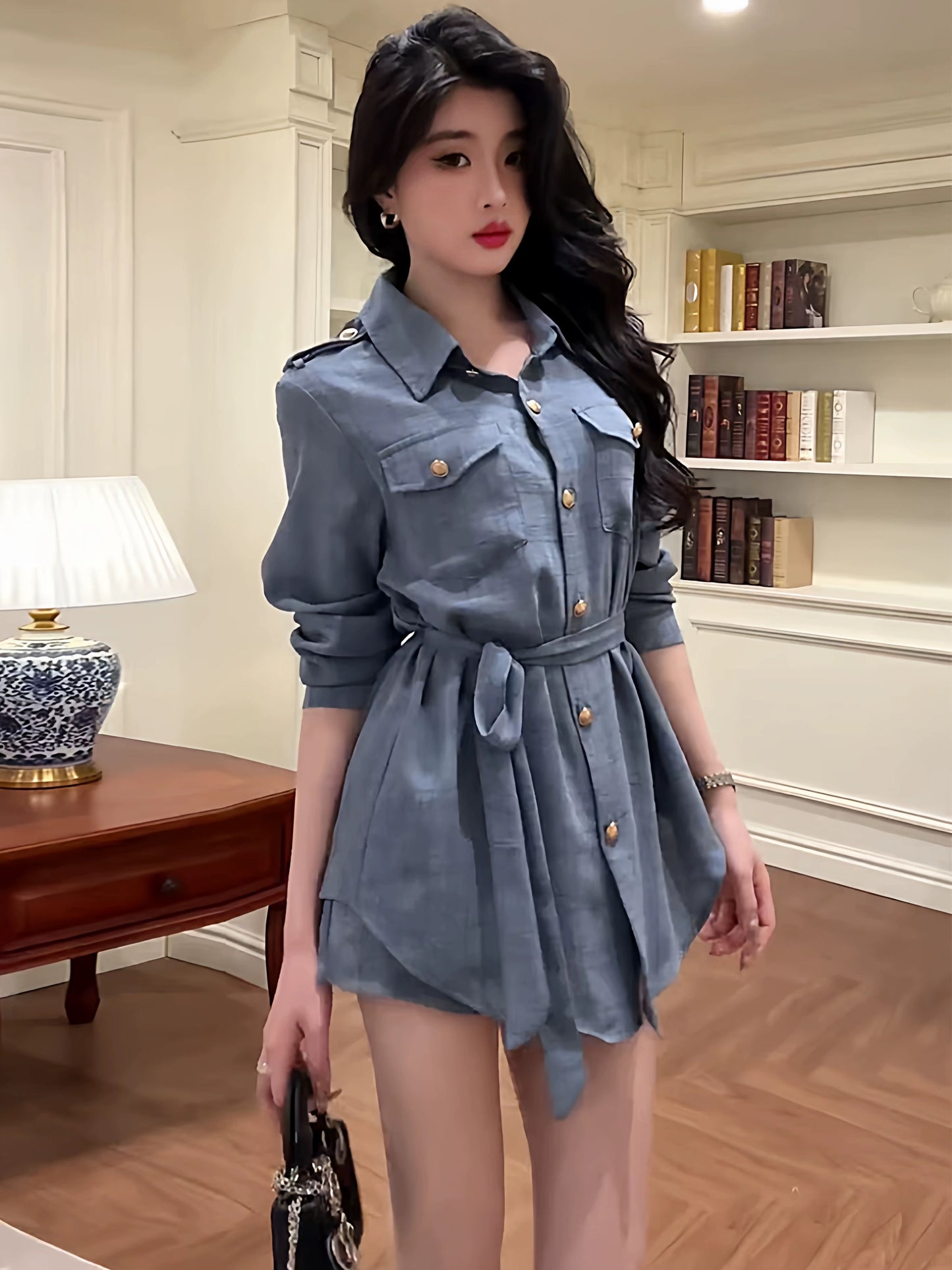 氧气贵女 老钱风设计感长袖衬衫套装 Fresh and Elegant Old Money Style Long-Sleeve Shirt Set