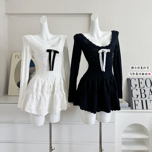 公主千金 针织风长袖连衣裙 Princess Style Knitted Long-Sleeve Dress