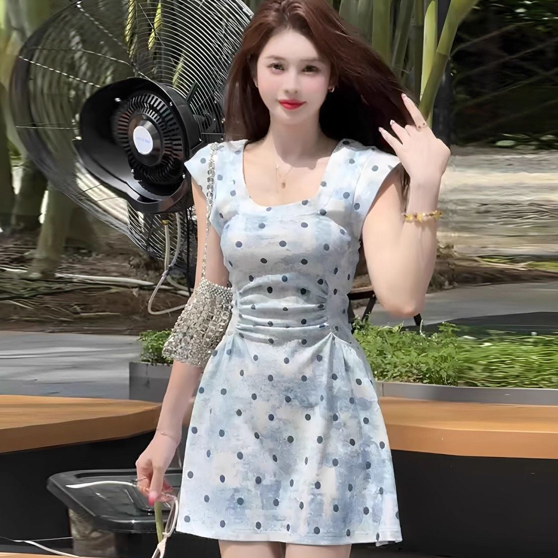 美娜气质 波点韩系甜美减龄连衣裙 Mina-Style Polka Dot Korean Sweet & Youthful Dress