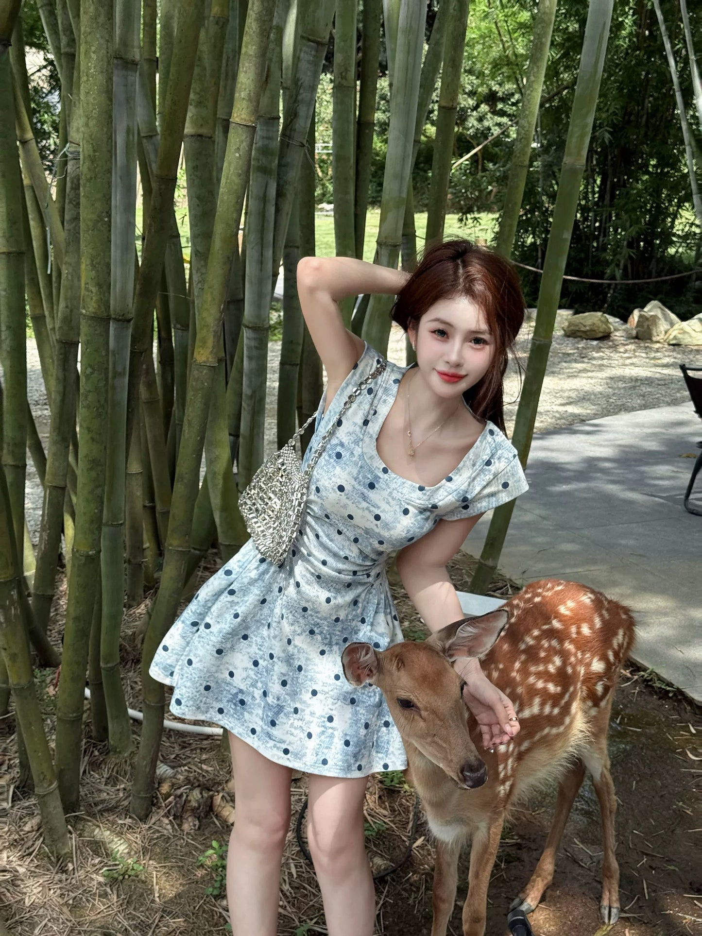 美娜气质 波点韩系甜美减龄连衣裙 Mina-Style Polka Dot Korean Sweet & Youthful Dress