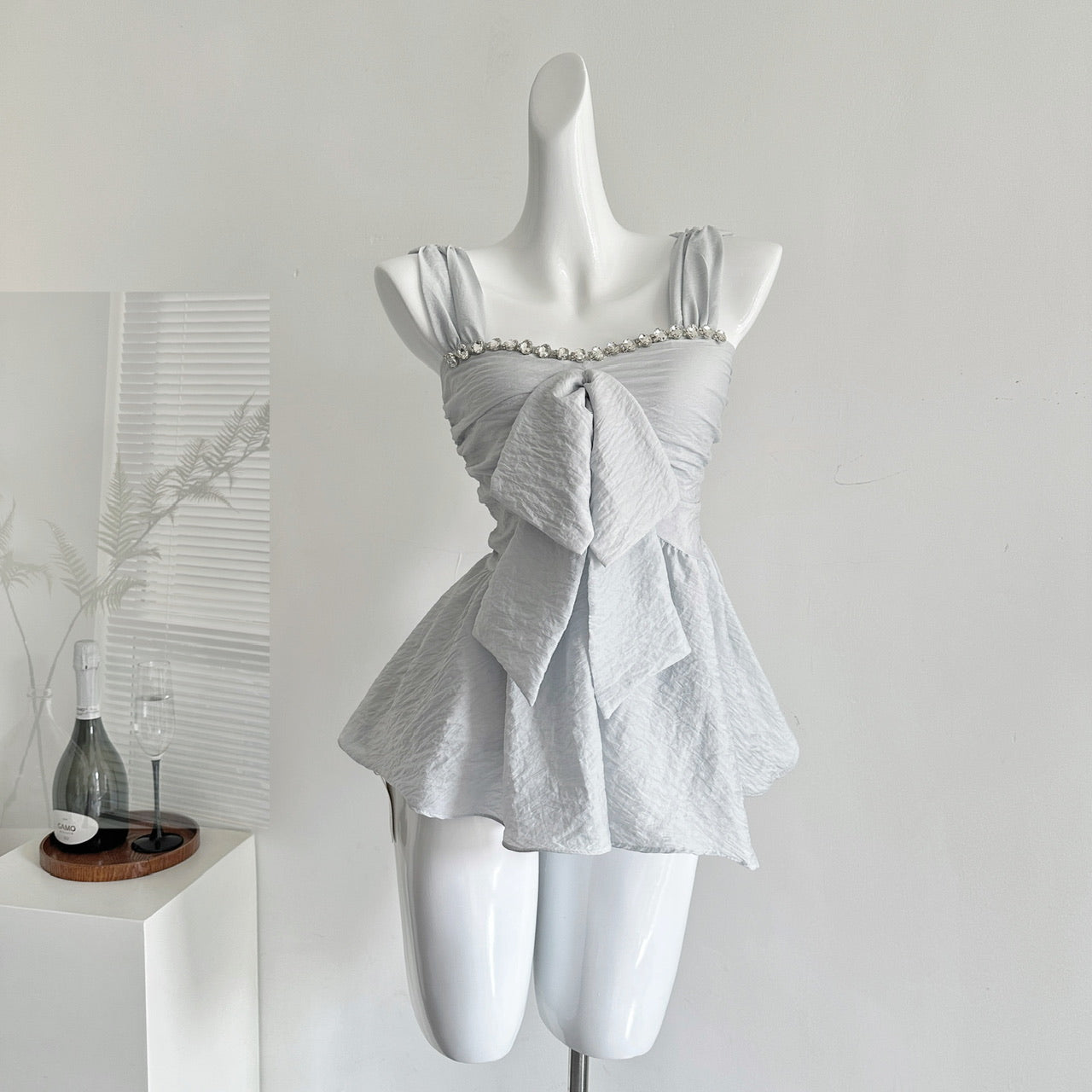 星河派对 气质雪纺镶钻上衣 Galaxy Party Elegant Chiffon Rhinestone Blouse