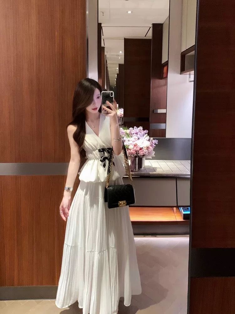 南法女神 V领蝴蝶结上衣 Southern French Goddess V-Neck Bow Blouse