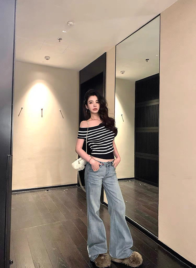 马甲线美人 低腰拖地牛仔裤 Defined Abs Beauty – Low-waist floor-Sweeping Jeans
