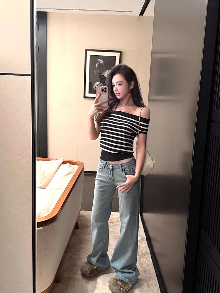 马甲线美人 低腰拖地牛仔裤 Defined Abs Beauty – Low-waist floor-Sweeping Jeans