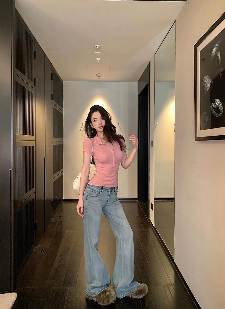 马甲线美人 低腰拖地牛仔裤 Defined Abs Beauty – Low-waist floor-Sweeping Jeans