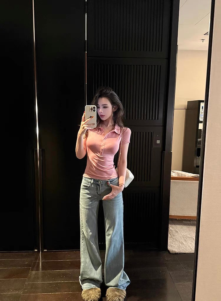 马甲线美人 低腰拖地牛仔裤 Defined Abs Beauty – Low-waist floor-Sweeping Jeans