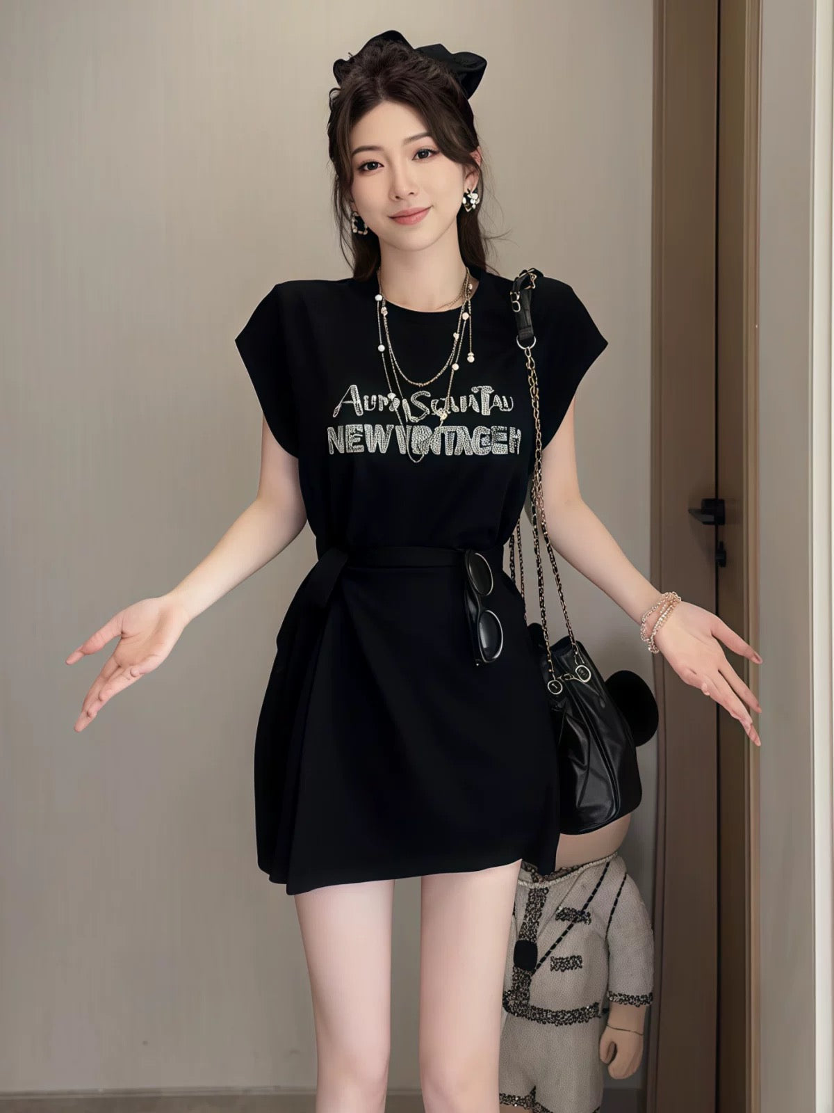星闪连衣裙 不规则系带连衣裙 Sparkling Starry Asymmetrical Tie Dress