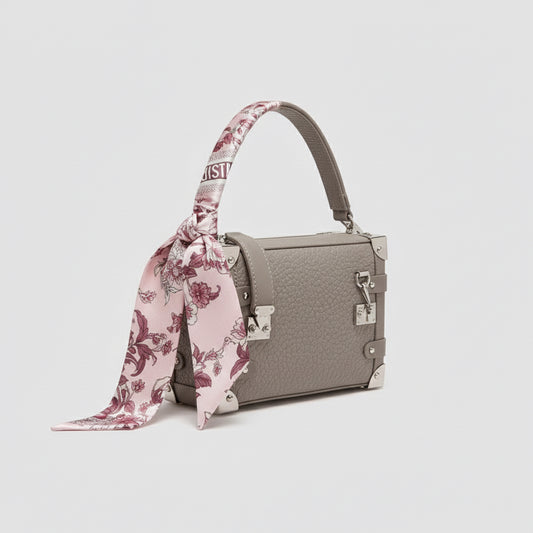 Pink Forest Faux Silk Slim Handbag Handle Wrap Scarf