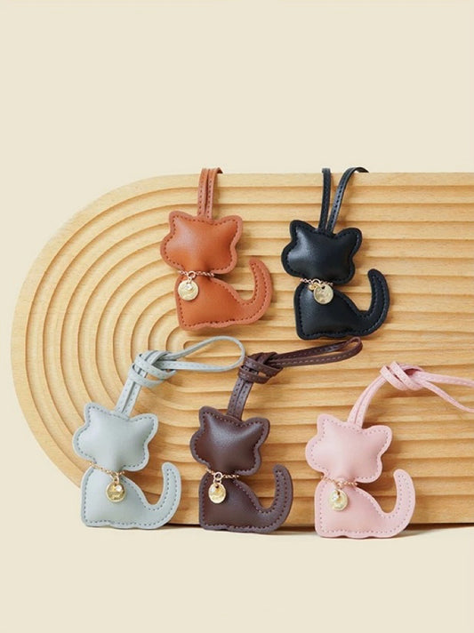 Cat Motif Bag Charm - Black