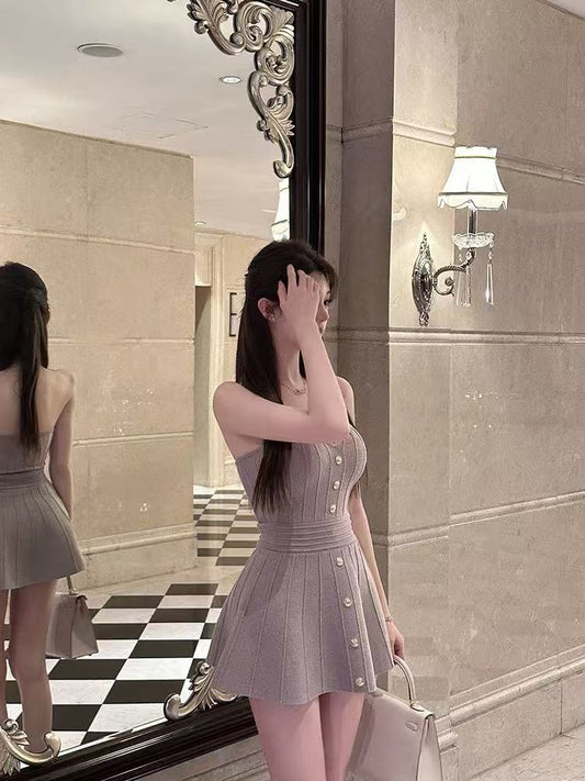 贵族少女 抹胸排扣性感连衣裙 Aristocratic Girl Strapless Button-Up Sexy Dress