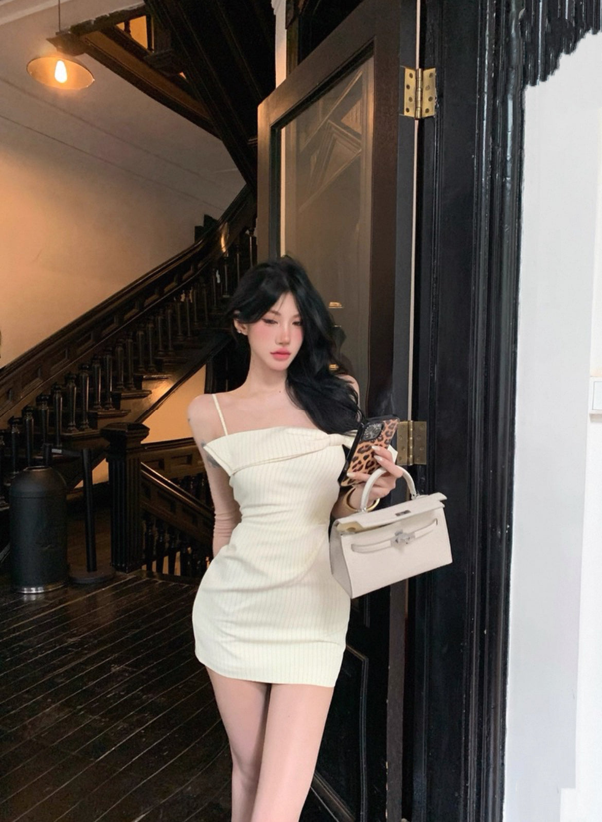 浪漫可颂 条纹包臀裙蝴蝶结连衣裙 Romantic Croissant Striped Bodycon Skirt Bowknot Dress