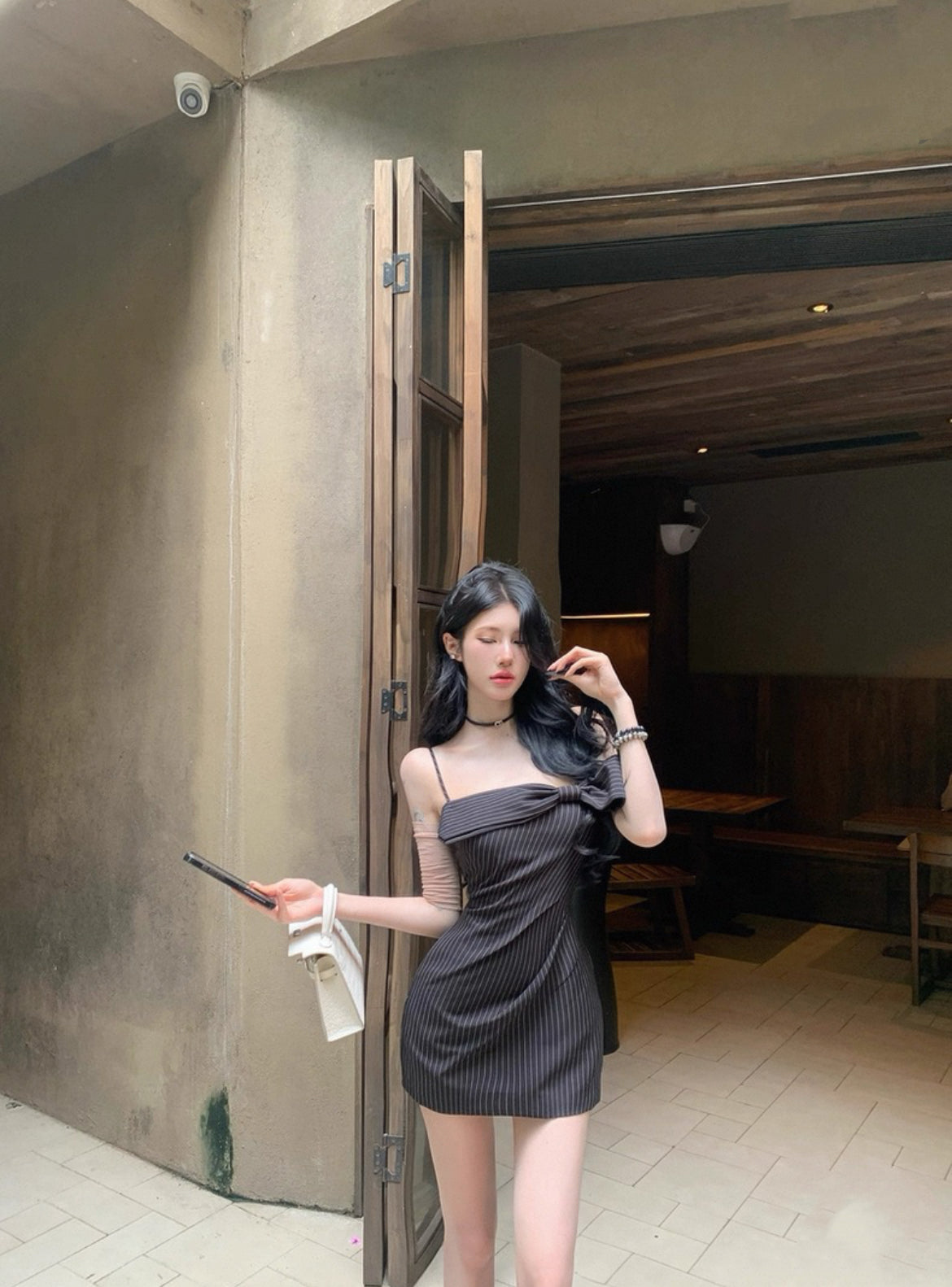 浪漫可颂 条纹包臀裙蝴蝶结连衣裙 Romantic Croissant Striped Bodycon Skirt Bowknot Dress