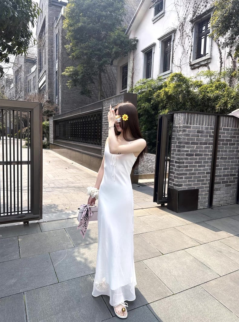 你很漂亮 百搭纯白单一连衣裙 A beautiful - versatile plain white dress