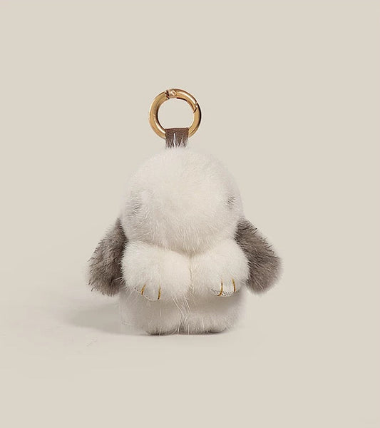 Fluffy Mink Bunny Bag Charm - Khaki