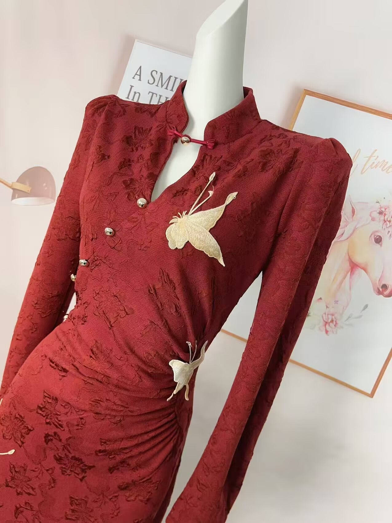 喜相逢 新中式改良旗袍订婚连衣裙 Xiangfeng New Chinese-Style Modernized Qipao Engagement Dress