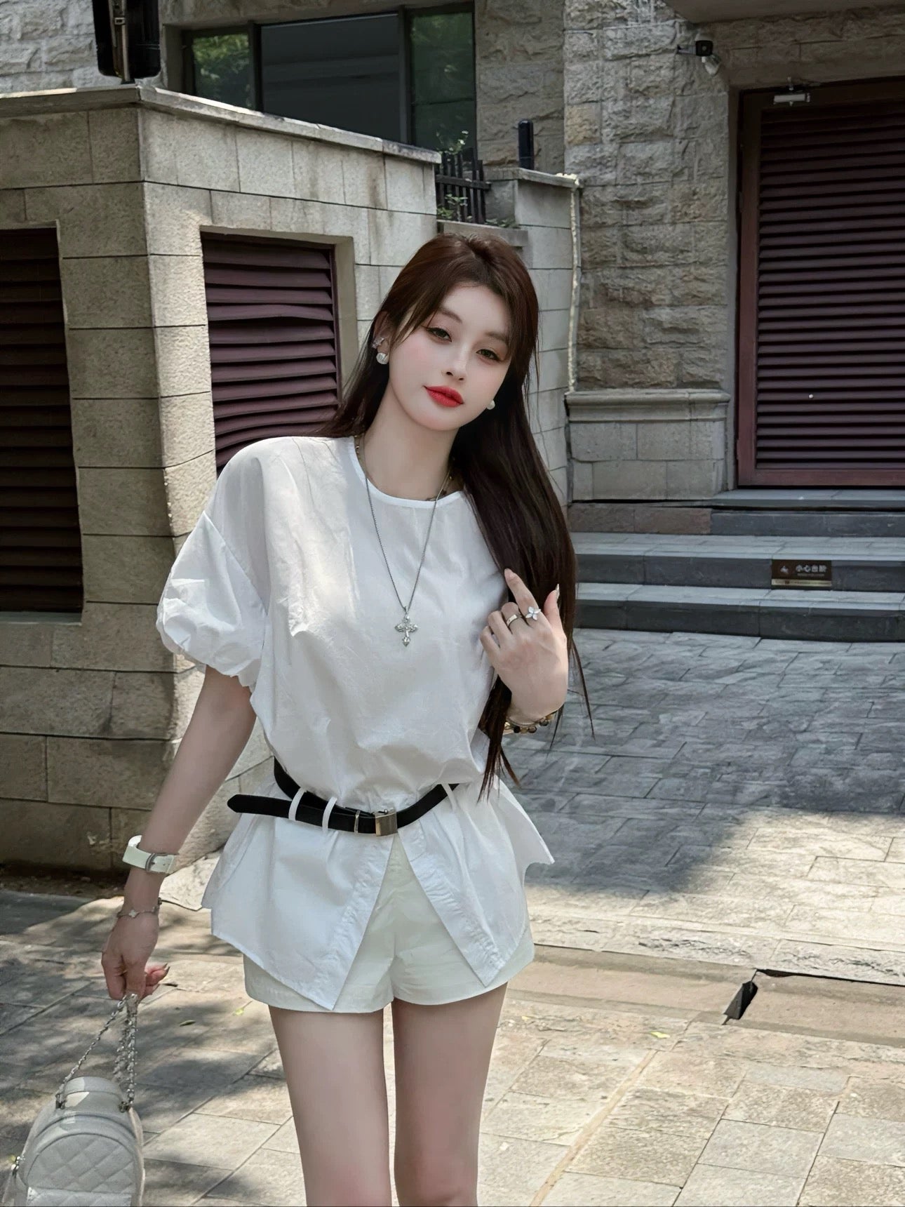 明媚阳光 泡泡袖上衣气质套装 Sunny Elegance – Puff Sleeve Top & Chic Set
