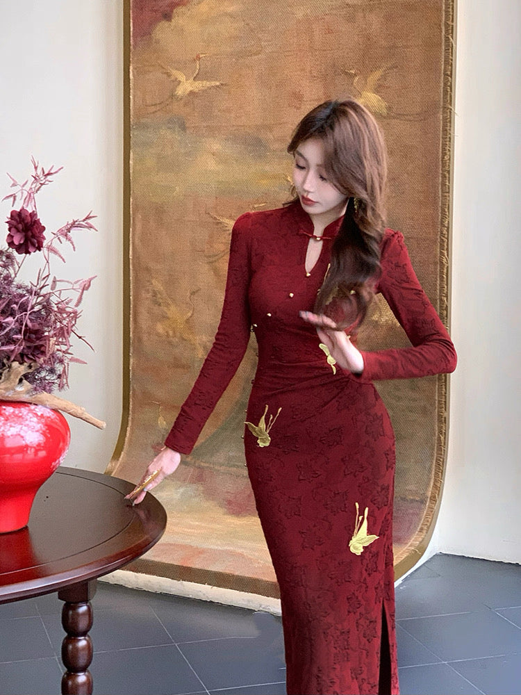 喜相逢 新中式改良旗袍订婚连衣裙 Xiangfeng New Chinese-Style Modernized Qipao Engagement Dress