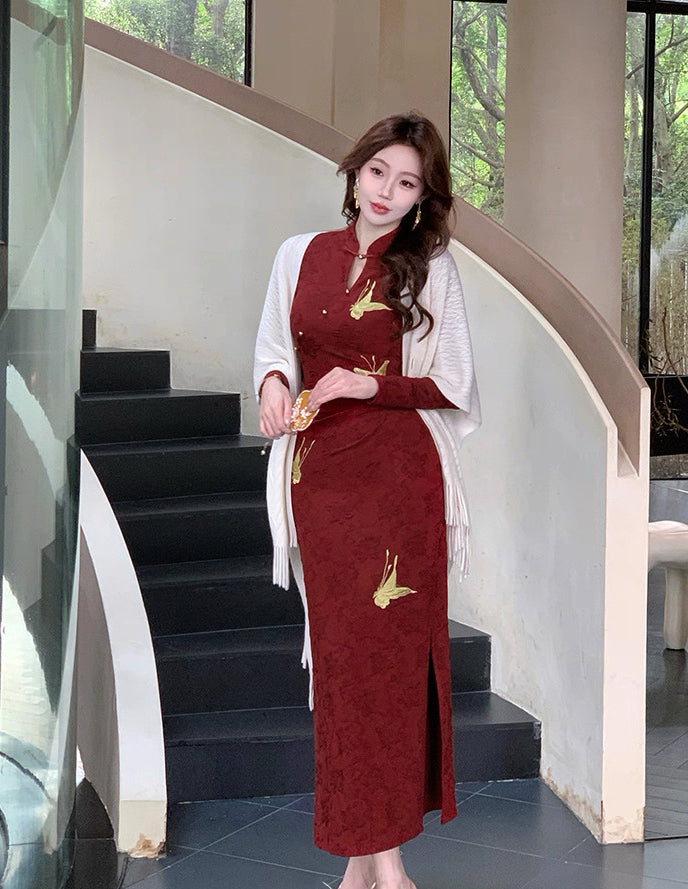 喜相逢 新中式改良旗袍订婚连衣裙 Xiangfeng New Chinese-Style Modernized Qipao Engagement Dress
