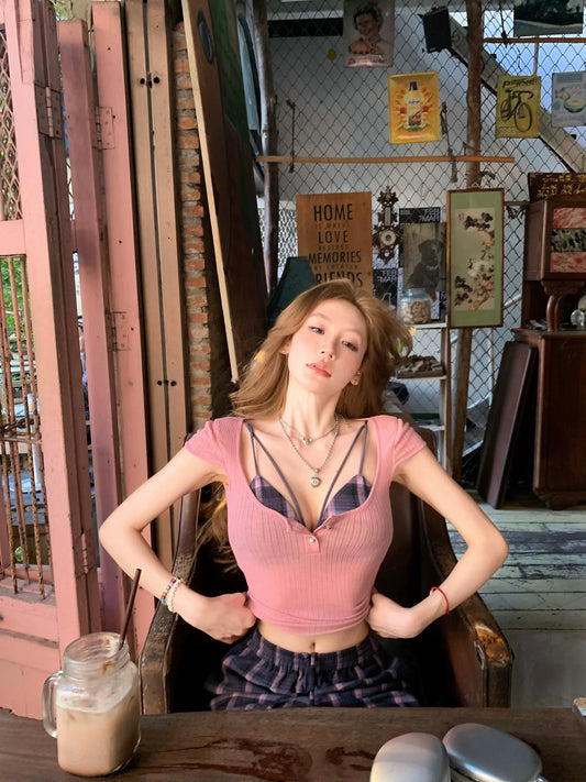 爱丽丝梦 宝宝蓝重工蕾丝挂脖连衣裙 Alice Dream Baby Blue Delicate Lace Halter Dress