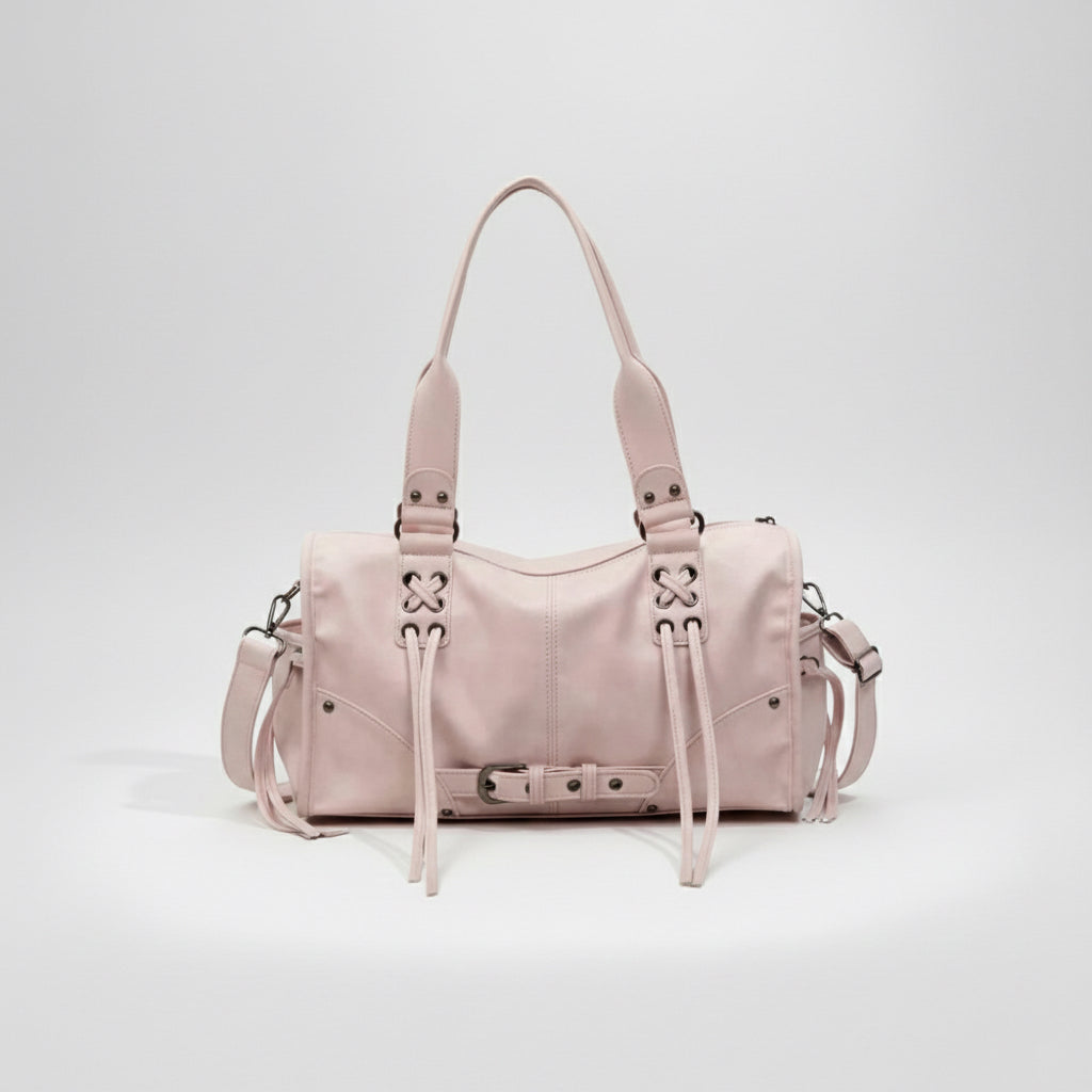 Victoria Studded Multi-Strap Shoulder Bag - Silver