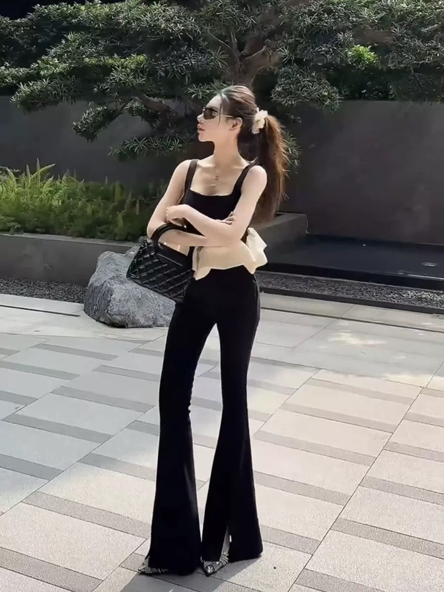 云朵甜心 气质设计款上衣➕喇叭裤套装 Cloud Sweetheart Elegant Top and Flared Pants Set