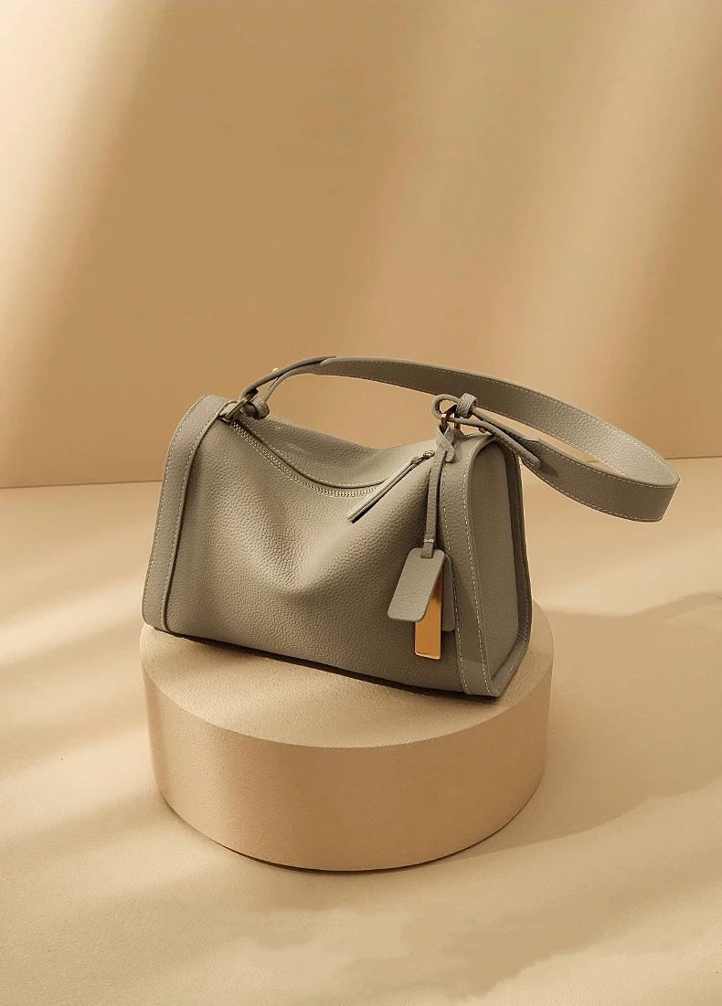 Arco Softline Leather Boston Crossbody Bag - Grey