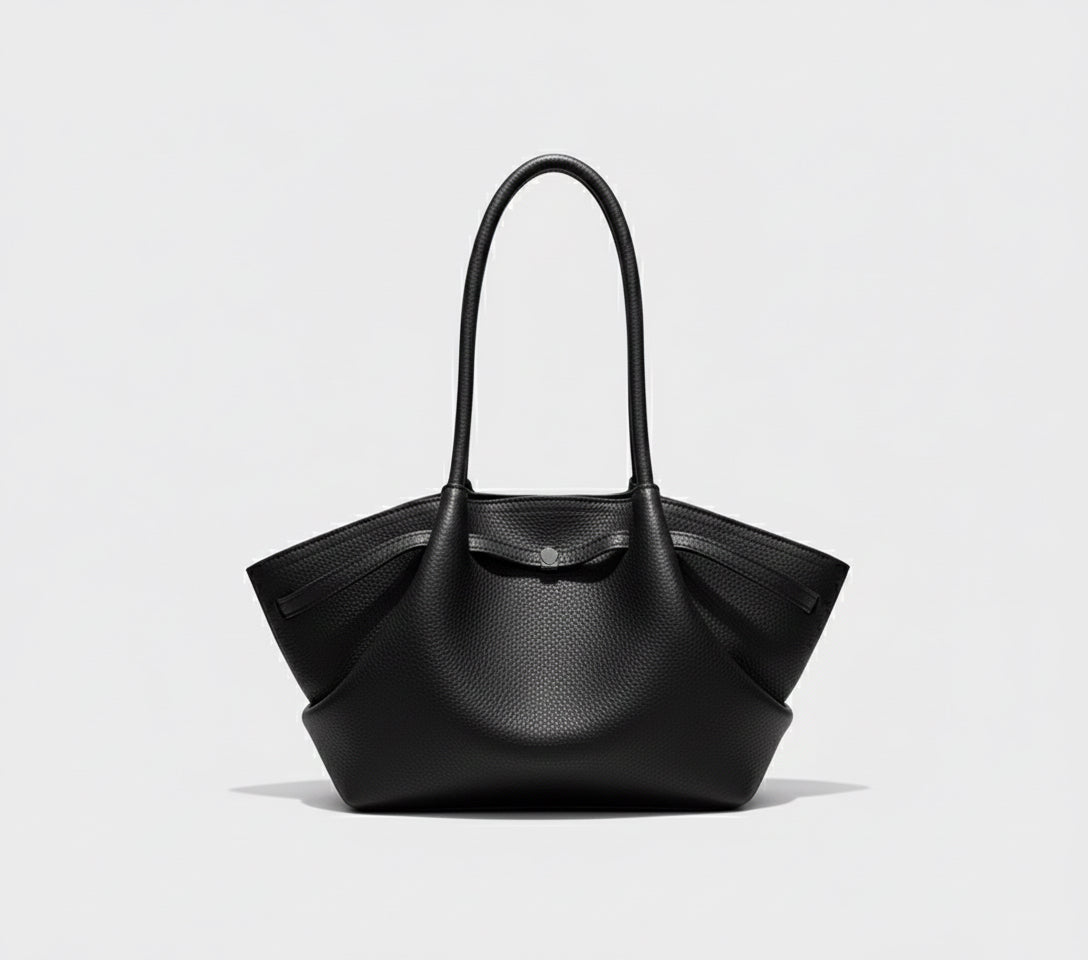 Ruched Large Underarm Tote Bag - Brown