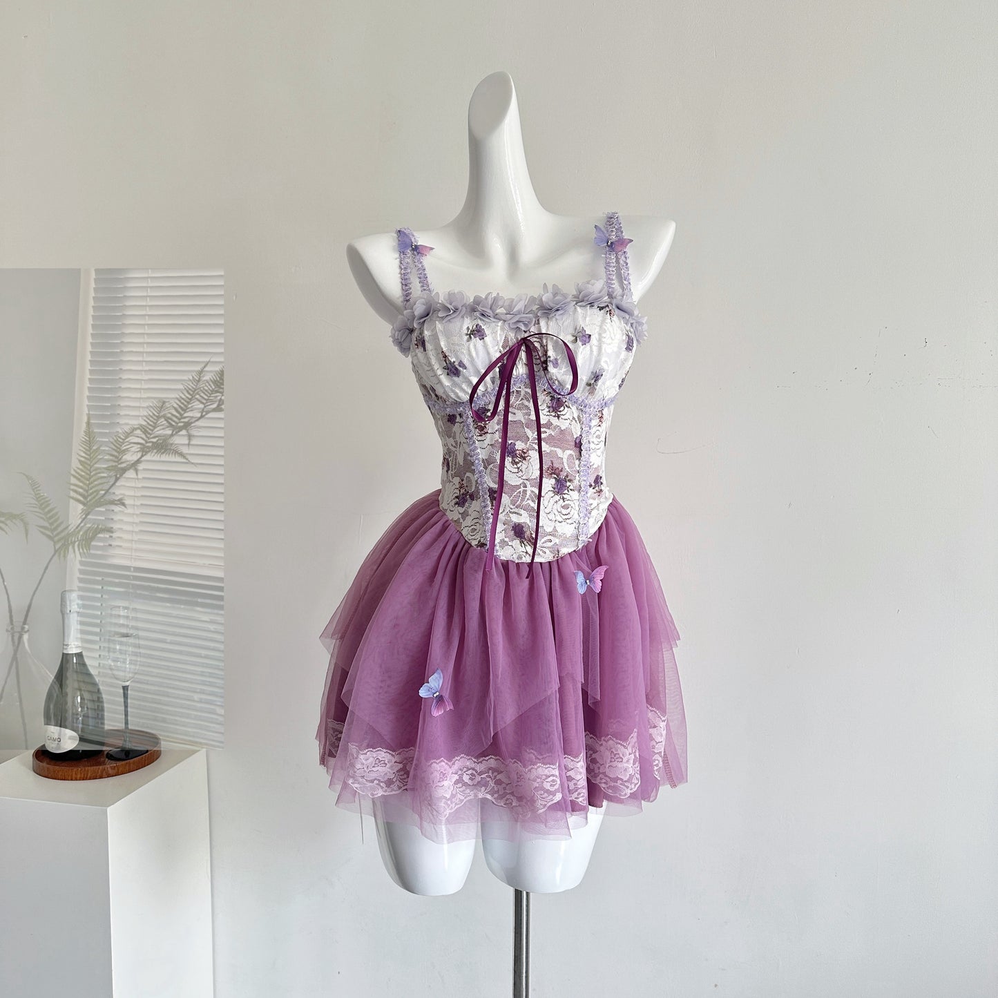 紫苑蝶 Aster Butterfly Summer New Pure Desire Style Slimming Camisole Dress