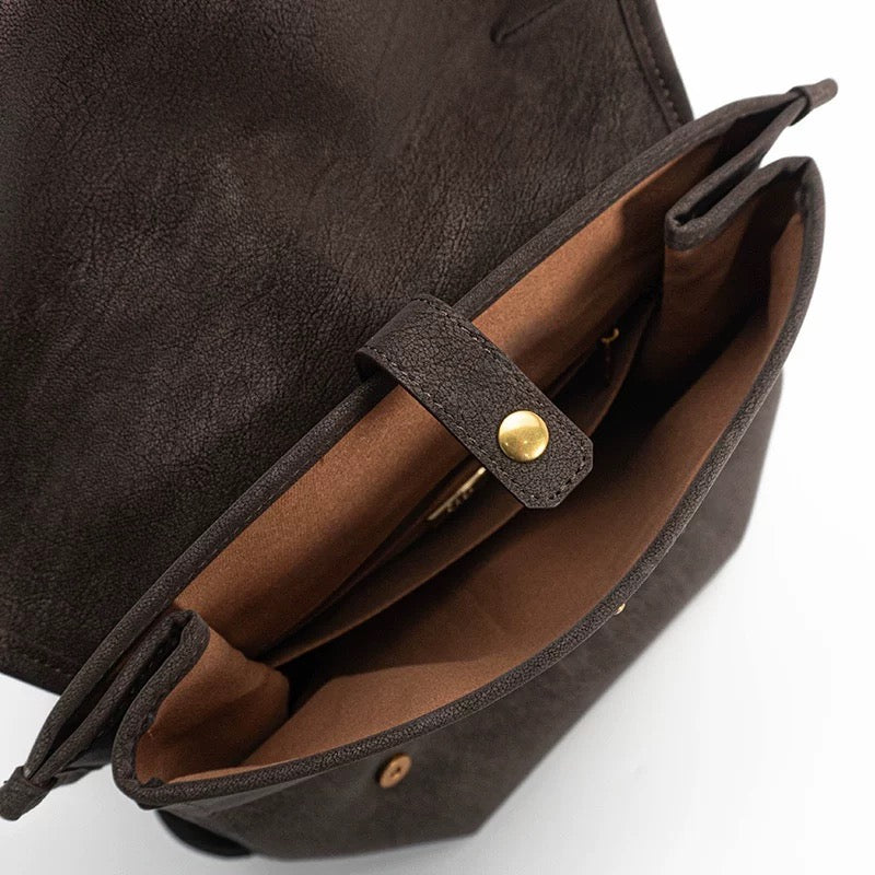 Time-Fold Carryall Brown Suede Backpack