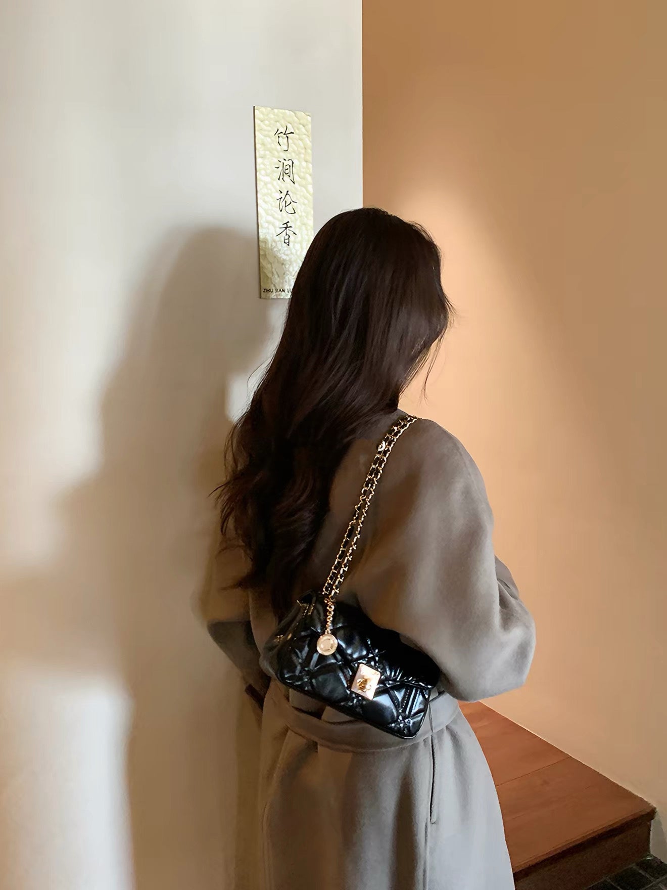Sweet Cool Black-Pink Quilted Chain Shoulder Bag