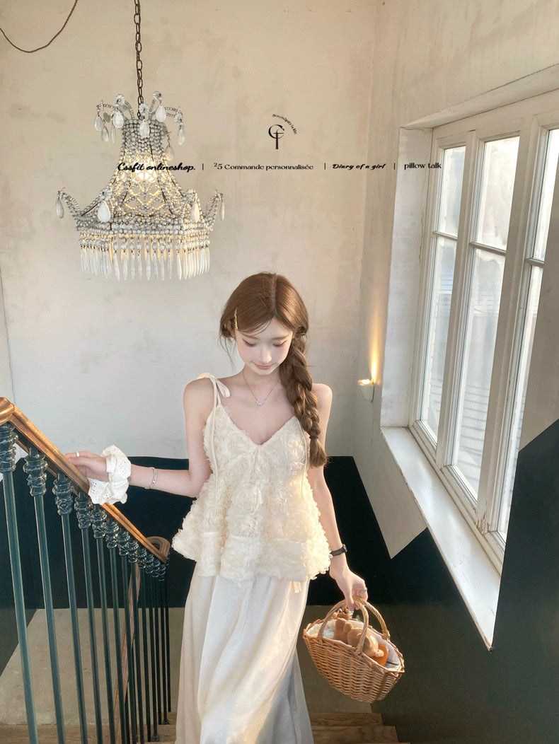 巴黎苏雪 山茶花吊带上衣 Paris Souxue – Camellia Spaghetti Strap Top